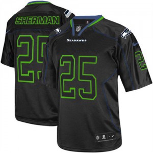 Hommes Nike Seattle Seahawks # 25 Richard Sherman élite Lights Out noir NFL Maillot Magasin