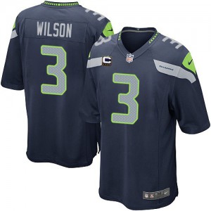 Couleur C Patch NFL maillot de l'équipe jeunesse Nike Seattle Seahawks # 3 Russell Wilson Élite acier bleu