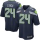 Youth Nike Seattle Seahawks &24 Marshawn Lynch Elite Steel Blue Team Color C Patch NFL Jersey