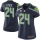 Women Nike Seattle Seahawks &24 Marshawn Lynch Elite Steel Blue Team Color C Patch NFL Jersey