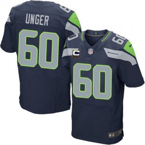 Hommes Nike Seattle Seahawks # 60 Max Unger Élite bleu acier équipe couleur C Patch NFL Maillot Magasin