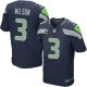 Men Nike Seattle Seahawks &3 Russell Wilson Elite Steel Blue Team Color C Patch NFL Jersey
