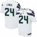 Men Nike Seattle Seahawks &24 Marshawn Lynch Elite White C Patch NFL Jersey