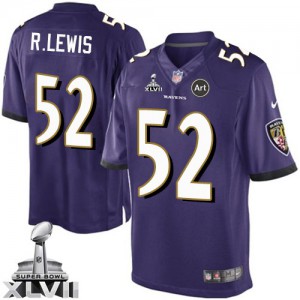 Jeunesse Nike Baltimore Ravens # 52 Ray Lewis Élite équipe Purple couleur Super Bowl XLVII NFL Maillot Magasin