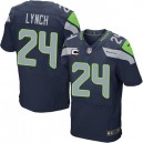 Men Nike Seattle Seahawks &24 Marshawn Lynch Elite Steel Blue Team Color C Patch NFL Jersey