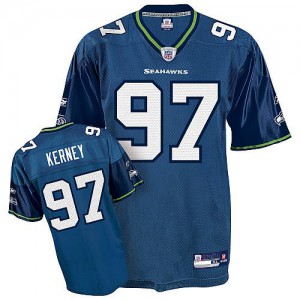 Reebok Seattle Seahawks # 97 Patrick Kerney acier bleu NFL maillot Throwback