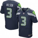 Men Nike Seattle Seahawks &3 Russell Wilson Elite Steel Blue Team Color NFL Jersey