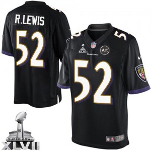 Jeunesse Nike Baltimore Ravens # 52 Ray Lewis Élite noir remplaçant Super Bowl XLVII NFL Maillot Magasin