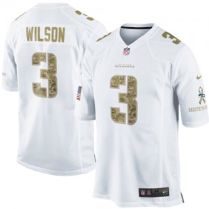 Hommes Nike Seattle Seahawks # 3 Russell Wilson Élite blanc Salute to Service NFL Maillot Magasin