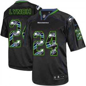 Hommes Nike Seattle Seahawks # 24 Marshawn Lynch élite nouveau Lights Out noir NFL Maillot Magasin