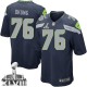 Youth Nike Seattle Seahawks &76 Russell Okung Elite Steel Blue Team Color Super Bowl XLVIII NFL Jersey