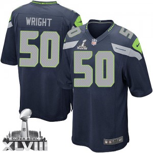Jeunesse Nike Seattle Seahawks # 50 K.J. Wright élite bleu acier équipe couleur Super Bowl XLVIII NFL Maillot Magasin