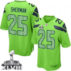 Jeunesse Nike Seattle Seahawks # 25 Richard Sherman Élite vert XLVIII de rechange Super Bowl NFL Maillot Magasin