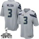 Youth Nike Seattle Seahawks &3 Russell Wilson Elite Grey Alternate Super Bowl XLVIII NFL Jersey