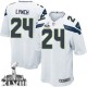 Youth Nike Seattle Seahawks &24 Marshawn Lynch Elite White Super Bowl XLVIII NFL Jersey