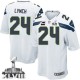 Youth Nike Seattle Seahawks &24 Marshawn Lynch Elite White C Patch Super Bowl XLVIII NFL Jersey