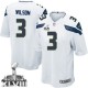 Youth Nike Seattle Seahawks &3 Russell Wilson Elite White Super Bowl XLVIII NFL Jersey