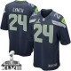 Youth Nike Seattle Seahawks &24 Marshawn Lynch Elite Steel Blue Team Color Super Bowl XLVIII NFL Jersey