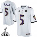 Youth Nike Baltimore Ravens &5 Joe Flacco Elite White Super Bowl XLVII NFL Jersey