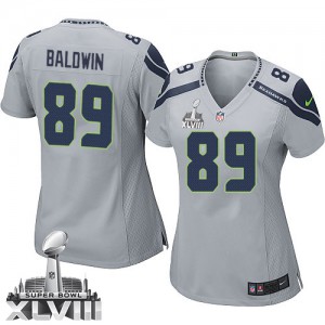 Femmes Nike Seattle Seahawks # 89 Doug Baldwin Élite gris XLVIII de rechange Super Bowl NFL Maillot Magasin