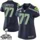 Women Nike Seattle Seahawks &77 James Carpenter Elite Steel Blue Team Color Super Bowl XLVIII NFL Jersey