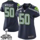Women Nike Seattle Seahawks &50 K.J. Wright Elite Steel Blue Team Color Super Bowl XLVIII NFL Jersey