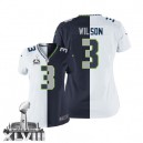 Women Nike Seattle Seahawks &3 Russell Wilson Elite Team/Road Two Tone Super Bowl XLVIII NFL Jersey