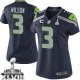 Women Nike Seattle Seahawks &3 Russell Wilson Elite Steel Blue Team Color C Patch Super Bowl XLVIII NFL Jersey
