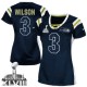 Women Nike Seattle Seahawks &3 Russell Wilson Elite Steel Blue Draft Him Shimmer Super Bowl XLVIII NFL Jersey