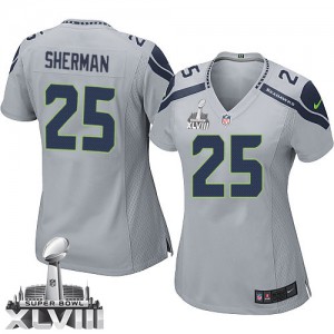 Femmes Nike Seattle Seahawks # 25 Richard Sherman Élite gris XLVIII de rechange Super Bowl NFL Maillot Magasin