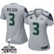 Women Nike Seattle Seahawks &3 Russell Wilson Elite Grey Alternate C Patch Super Bowl XLVIII NFL Jersey