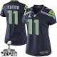 Women Nike Seattle Seahawks &11 Percy Harvin Elite Steel Blue Team Color Super Bowl XLVIII NFL Jersey