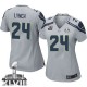 Women Nike Seattle Seahawks &24 Marshawn Lynch Elite Grey Alternate C Patch Super Bowl XLVIII NFL Jersey