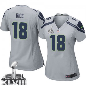 Femmes Nike Seattle Seahawks # 18 Sidney Rice Élite gris XLVIII de rechange Super Bowl NFL Maillot Magasin