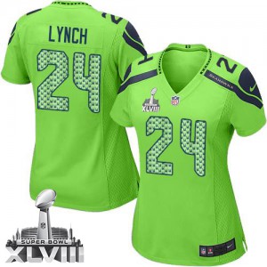 Femmes Nike Seattle Seahawks # 24 Marshawn Lynch Élite vert XLVIII de rechange Super Bowl NFL Maillot Magasin