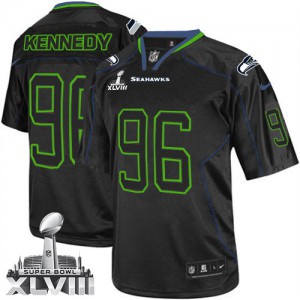 Hommes Nike Seattle Seahawks # 96 Cortez Kennedy élite Lights Out noir Super Bowl XLVIII NFL Maillot Magasin