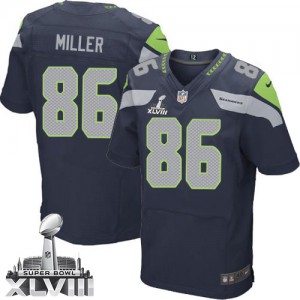 Hommes Nike Seattle Seahawks # 86 équipe élite bleu acier de Zach Miller couleur Super Bowl XLVIII NFL Maillot Magasin