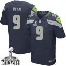 Men Nike Seattle Seahawks &9 Jon Ryan Elite Steel Blue Team Color Super Bowl XLVIII NFL Jersey