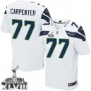 Men Nike Seattle Seahawks &77 James Carpenter Elite White Super Bowl XLVIII NFL Jersey