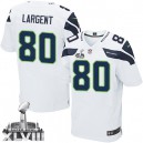 Men Nike Seattle Seahawks &80 Steve Largent Elite White Super Bowl XLVIII NFL Jersey