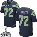 Men Nike Seattle Seahawks &72 Michael Bennett Elite Steel Blue Team Color Super Bowl XLVIII NFL Jersey
