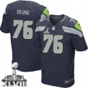 Men Nike Seattle Seahawks &76 Russell Okung Elite Steel Blue Team Color Super Bowl XLVIII NFL Jersey
