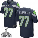 Men Nike Seattle Seahawks &77 James Carpenter Elite Steel Blue Team Color Super Bowl XLVIII NFL Jersey