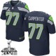 Men Nike Seattle Seahawks &77 James Carpenter Elite Steel Blue Team Color Super Bowl XLVIII NFL Jersey