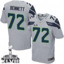 Men Nike Seattle Seahawks &72 Michael Bennett Elite Grey Alternate Super Bowl XLVIII NFL Jersey