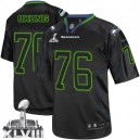 Men Nike Seattle Seahawks &76 Russell Okung Elite Lights Out Black Super Bowl XLVIII NFL Jersey