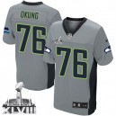 Men Nike Seattle Seahawks &76 Russell Okung Elite Grey Shadow Super Bowl XLVIII NFL Jersey