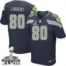 Men Nike Seattle Seahawks &80 Steve Largent Elite Steel Blue Team Color Super Bowl XLVIII NFL Jersey