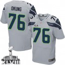 Men Nike Seattle Seahawks &76 Russell Okung Elite Grey Alternate Super Bowl XLVIII NFL Jersey
