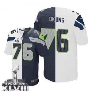 Hommes Nike Seattle Seahawks # 76 Russell Okung Élite Team/route deux ton Super Bowl XLVIII NFL Maillot Magasin